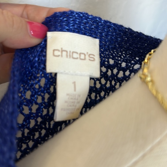 Chicos size 1 new without tags royal blue shirt sleeve ladies top - Picture 6 of 8